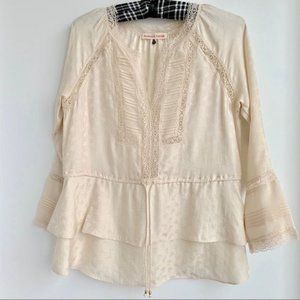 Rebecca Taylor Silk Peasant Peplum Top